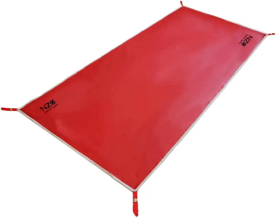 NEAR ZERO Waterproof Camping Footprint for 1 Person | 4.5 Oz Ultralight 20D Ripstop Nylon Multifunctional Tent Ground Tarp for Hiking, Picnic, & Backpacking | Carry Bag Included | Red (6.7 x 2.5 Ft)