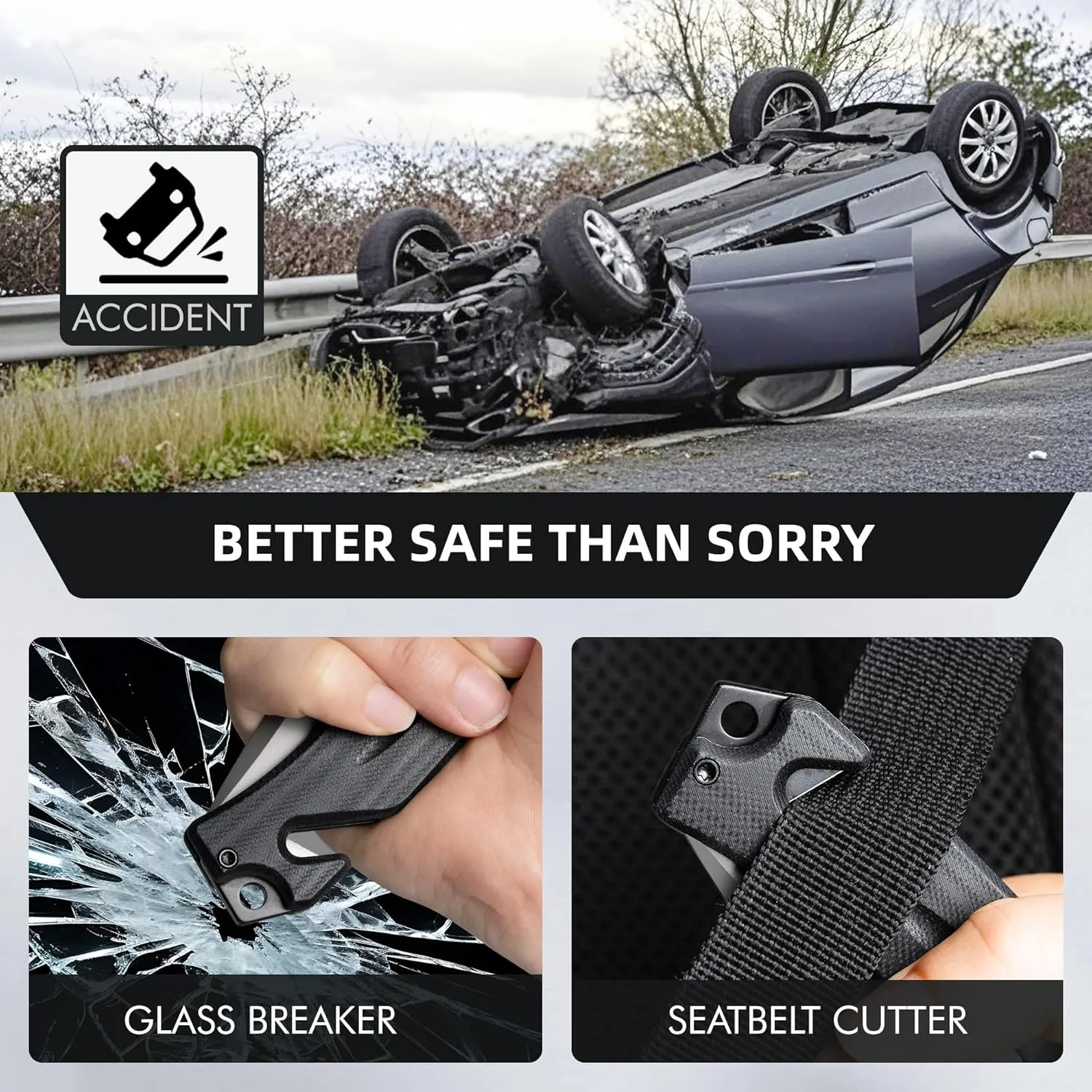 NedFoss FA49N Pro EDC Pocket Knife for Men, 4-in-1 Tactical Multitool Folding Knife with Glass Breaker, Seat Belt Cutter & Bottle Opener, Work & Fishing Knives for Outdoor Camping, Emergency Rescue