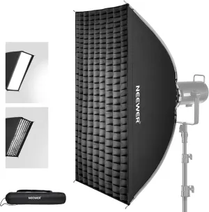NEEWER 24"x35" Quick Setup Foldable Rectangular Strip Softbox Bowens Mount with Diffusers/Honeycomb Grid/Bag, Compatible with Godox Aputure 120d Video Lights Q4 Studio Flash Strobes, NS16S