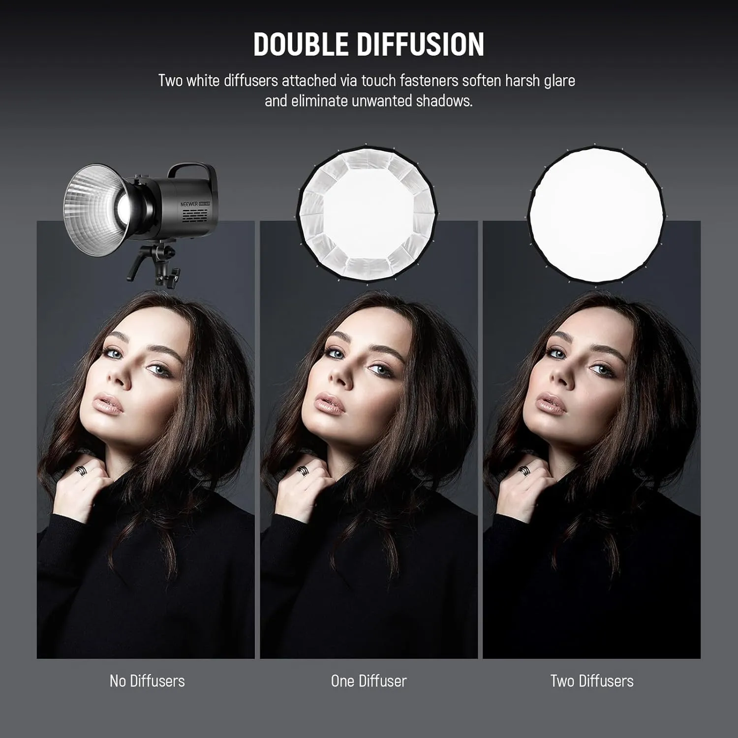 NEEWER 47"/120cm Parabolic Softbox Bowens Mount, Quick Setup with Diffusers/Grid/Bag for Video Continuous Lighting CB60 CB200B MS60 MS150B Q4 Compatible with Godox Compatible with Aputure 600d, NS120P