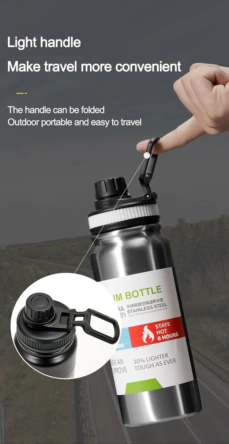 NEONSA Water bottle,water bottle steel, bottle 32 oz, reusable water bottles,workout water bottles for men,for Gym, Travel, Camping, BPA Free Keep Cold 24H Hot 12