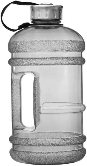New Wave Enviro Iconic 2.2 Liter BPA Free Water Bottle with Stainless Steel Cap, Integrated Handle for Easy Carrying, Gym and Lifestyle Bottle, 2.2L Capacity, Charcoal