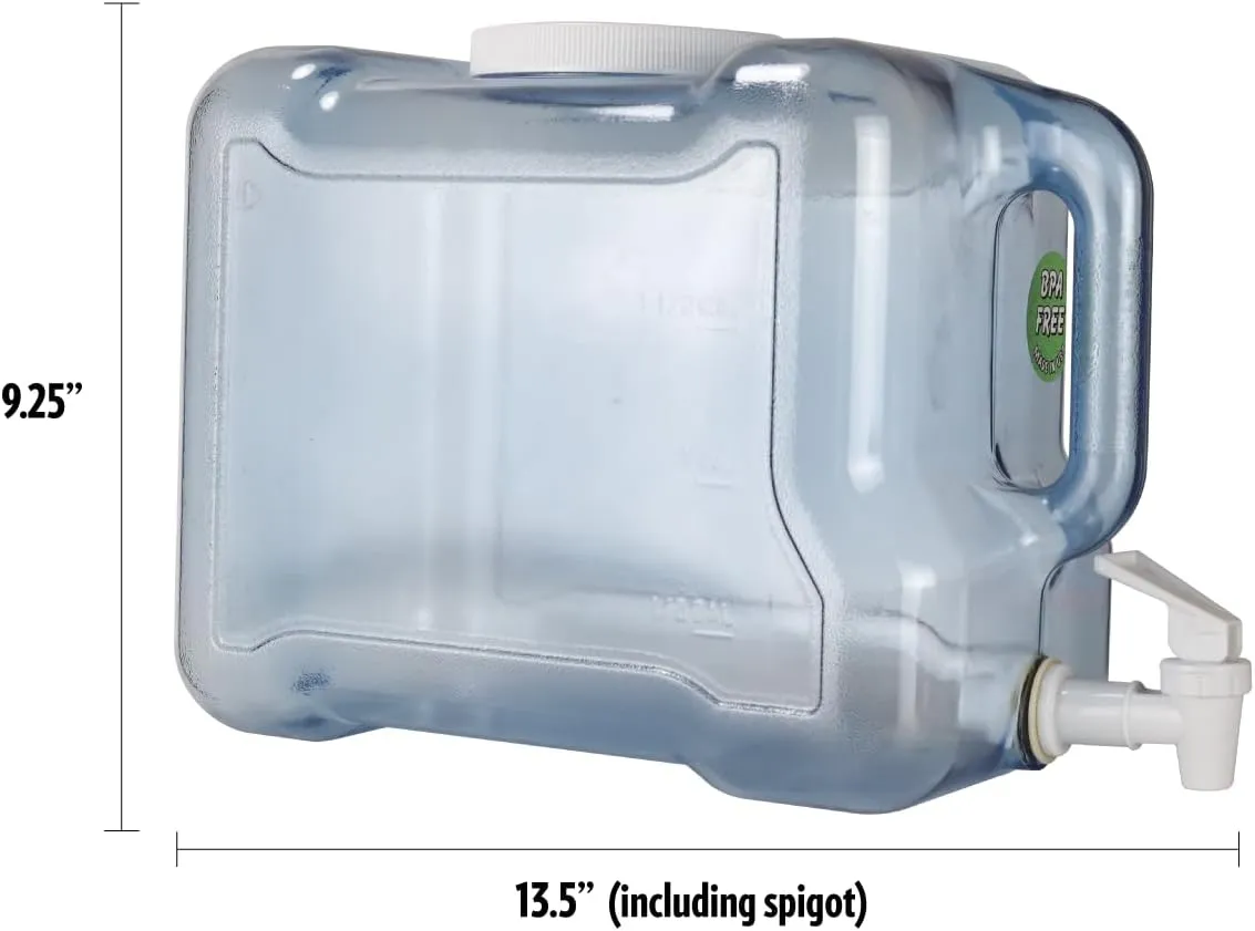New Wave Enviro Products BPA Free Tritan Bottle, 2 Gallon Refrigerator with BPA Free Spigot and Integrated Handle, Refrigerator Dispenser Bottle, light blue