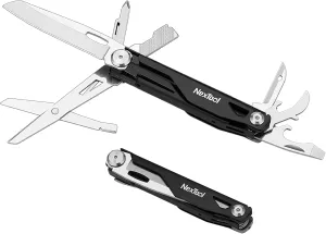 NexTool Multi Tool Pocket Knife, Folding Multitool Knife with Scissors, Screwdriver, Bottle Opener, 11 in 1 Multi-Tool One Hand Accessible with Safety Lokcing for Camping/Emergencies/EDC (Knight)