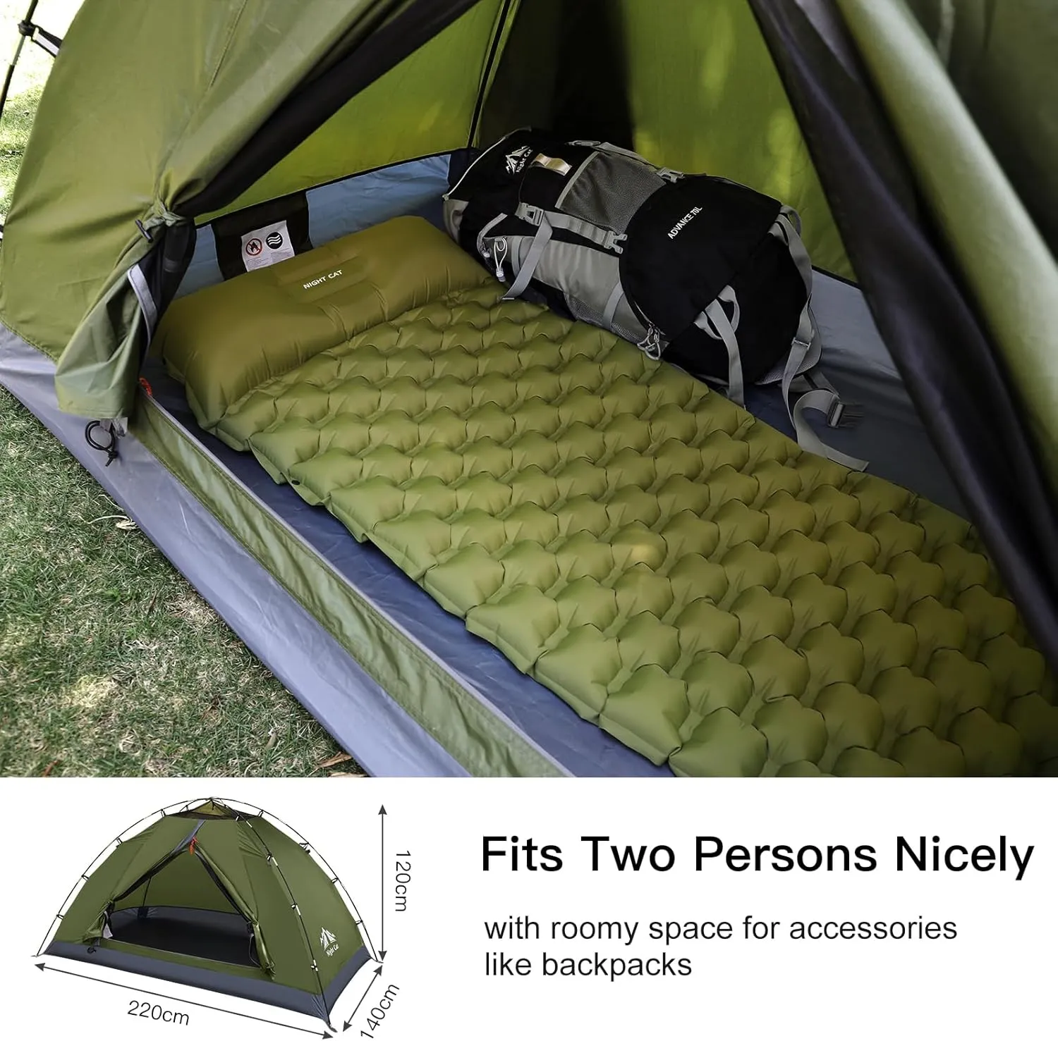 Night Cat Upgraded Backpacking Tents 1 2 Persons Easy Clip Setup Camping Tent Adults Scouts Heavy Rainproof Compact Lightweight