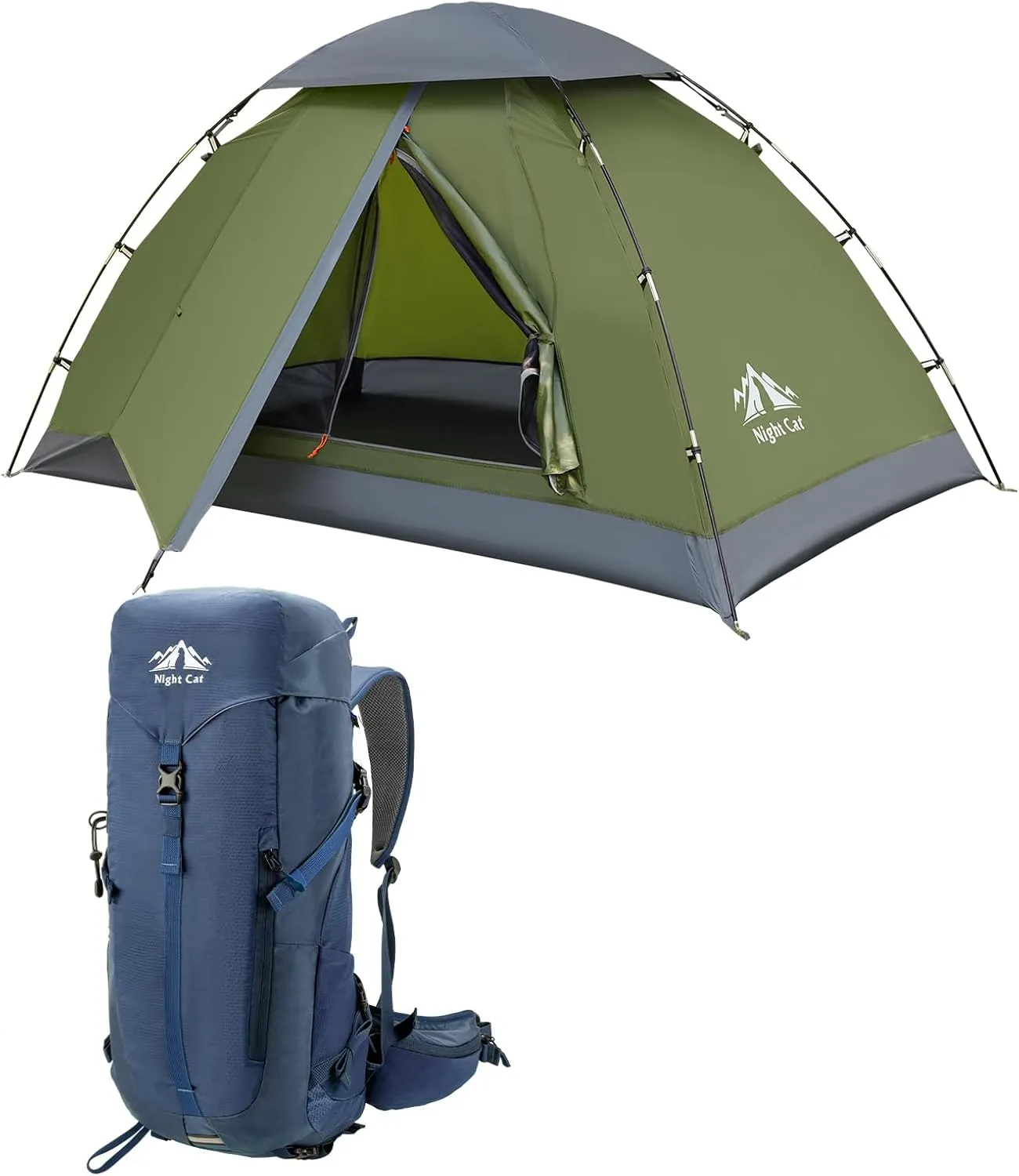 Night Cat Upgraded Backpacking Tents with Internal-Frame Hiking Backpack 30L Easy Clip Setup Camping Tent Adults Scouts Heavy Rainproof Compact Lightweight,Single-Size