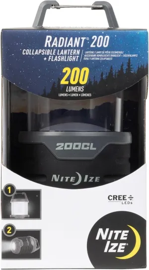 Nite Ize Radiant 200 Collapsible LED Lantern and Flashlight - 200 Lumen Convertible LED Lantern to Flashlight - Compact Essentials for Camping & Hiking Gear