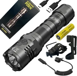 Nitecore P20iX USB-C Rechargeable LED Flashlight - 4000 lumens - w/Holster, OffsetMount, RSW2i Remote Pressure Switch, andBattery Included