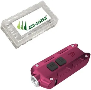 Nitecore TIP USB Rechargeable Keychain XP-G S3 Light - 360 Lumens - Choice of 7 Colors w/Eco-Sensa Battery Case (Red)