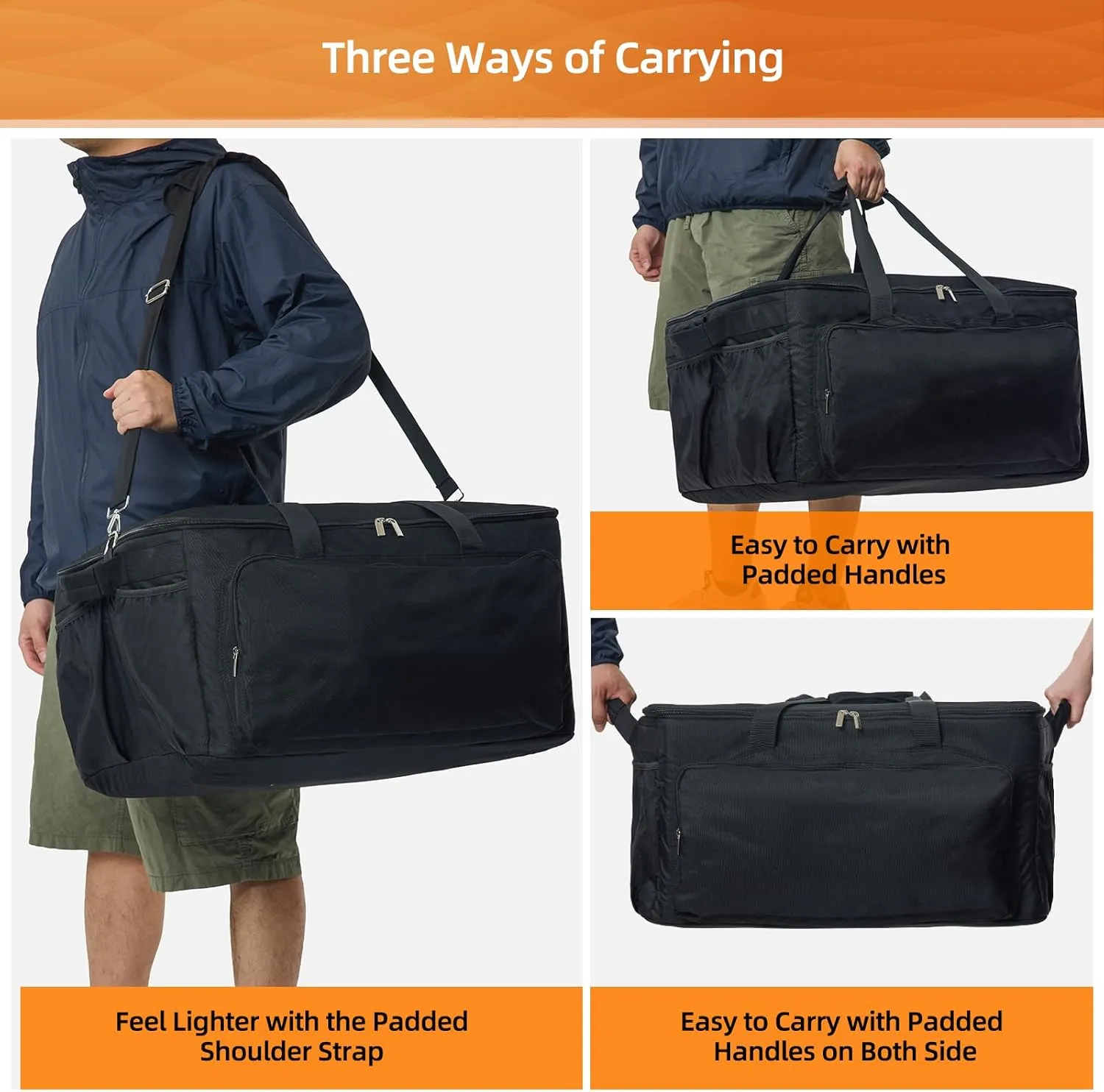 NOELIFE Grill Carry Bag for Cuisinart CGG-306 Chef's Style Tabletop Grill, Padded Portable Case with Pockets for Small Propane Cylinders & Outdoor Griddle Accessories, Water-Resistant (Bag Only)