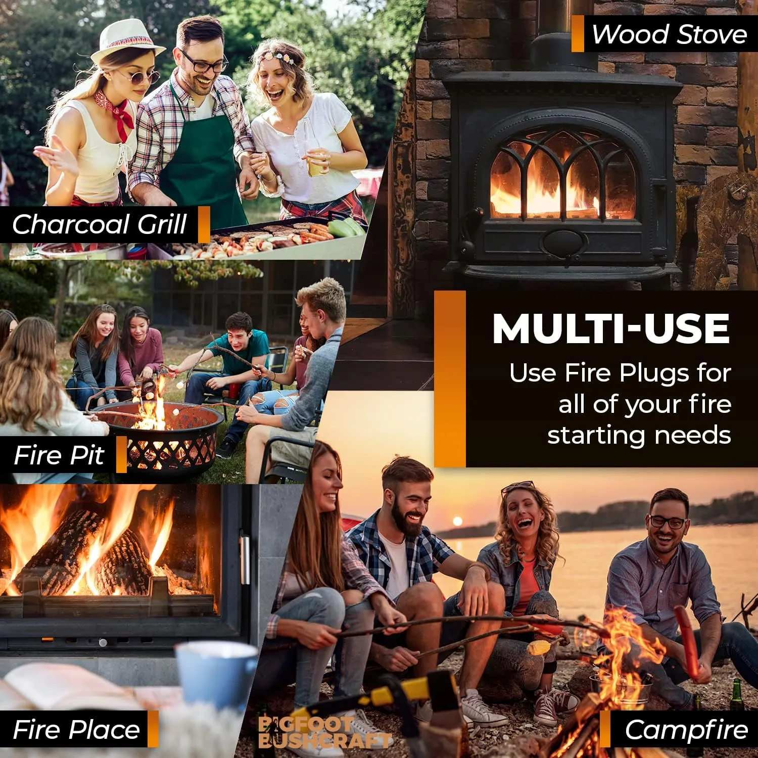 Non-Toxic Waterproof Fire Starters with 5  Minute Burn for Emergencies, Survival, Campfires, Fire Pits, Grills - Made in The USA - 50 Pack