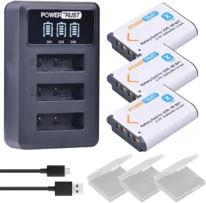 NP-BX1 3 Pack Battery and LED 3 Port USB Charger for Sony CyberShot DSC-RX100 V, DSC-RX100, DSC-WX500, HX300, WX300, H400, HX300, HX50V, HX90V, WX300, WX350, Digital Camera
