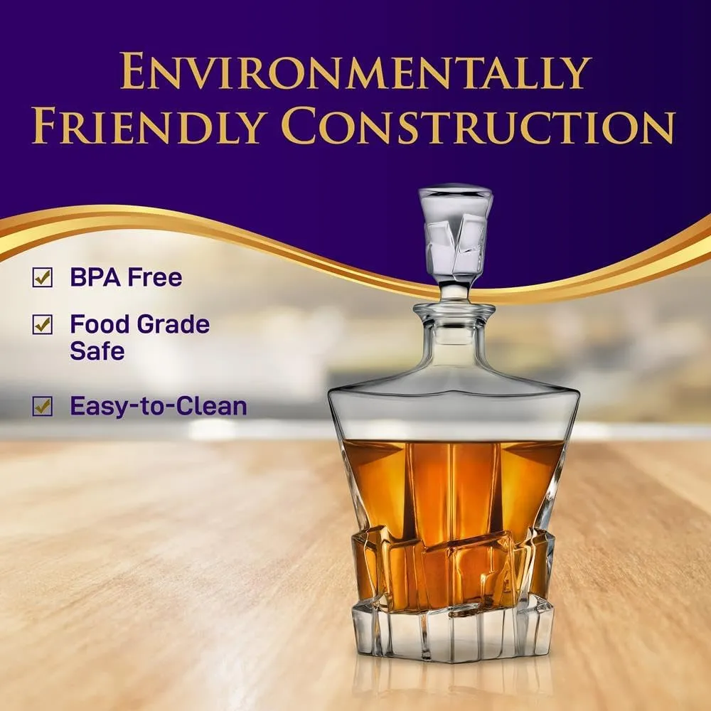 NutriChef Whiskey Decanter, Glass Liquor Decanter, Gifts for Men Dad, Anniversary, Birthday, Christmas- for Bourbon Scotch Liquor Vodka, BPA Free