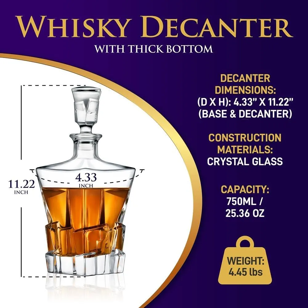 NutriChef Whiskey Decanter, Glass Liquor Decanter, Gifts for Men Dad, Anniversary, Birthday, Christmas- for Bourbon Scotch Liquor Vodka, BPA Free