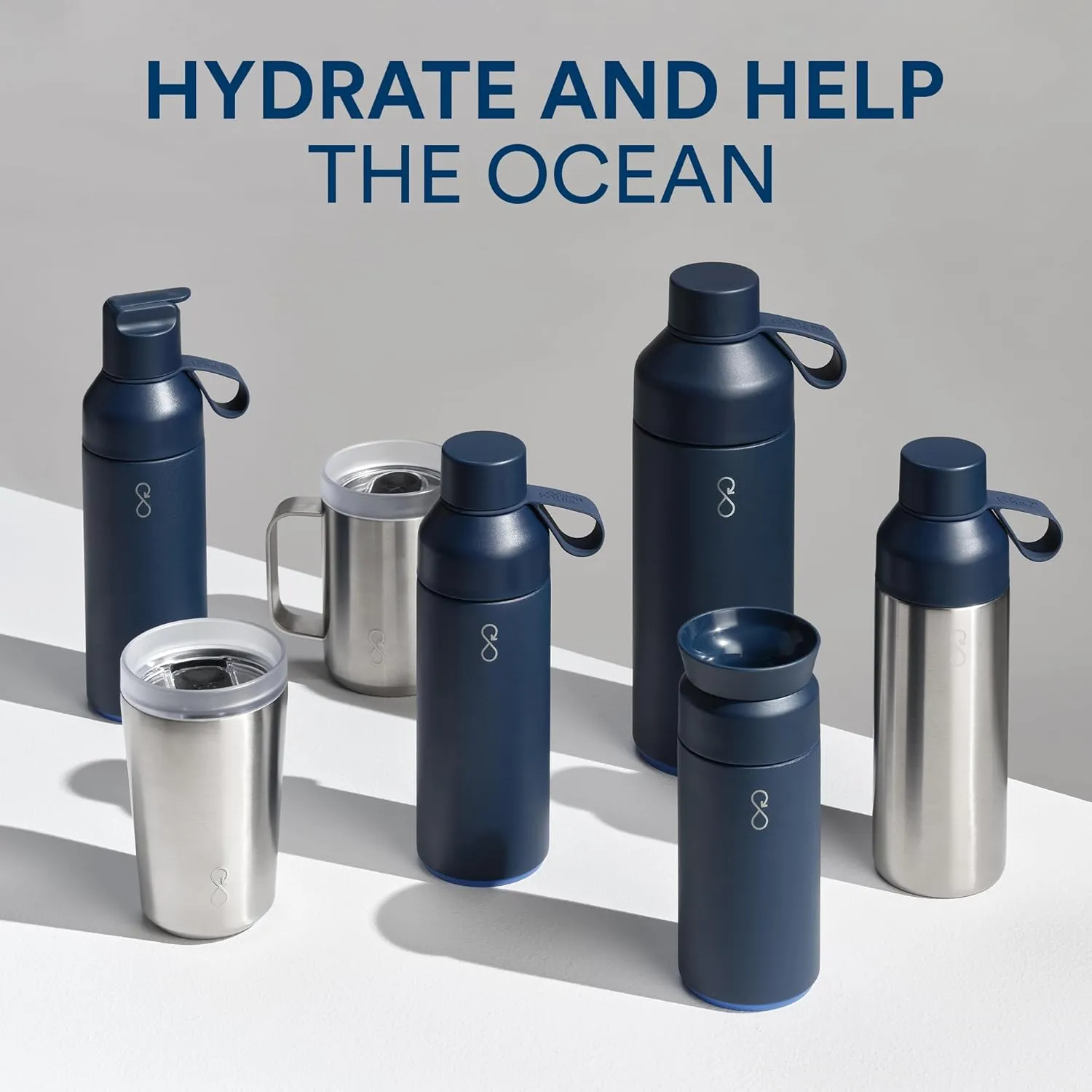 Ocean Bottle - Recycled Stainless Steel Drinks Reusable Water Bottle - Eco-Friendly & Reusable - Obsidian Black - 34 oz