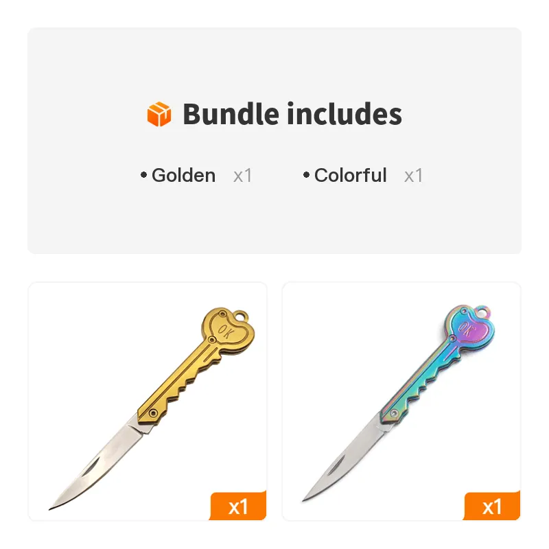 OK Foldable Knife Key Chain Mini Pocket Knife Box Cutter Keychain Pendant Color Handle Decoration