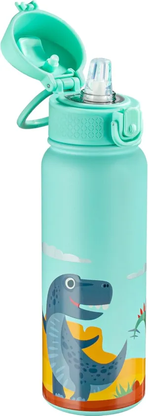 OLDLEY 20 Oz Insulated Stainless Steel Water Bottle For Kids, With Straws Leak-proof, Kids Water Bottles For School Boys Girls,Dinos