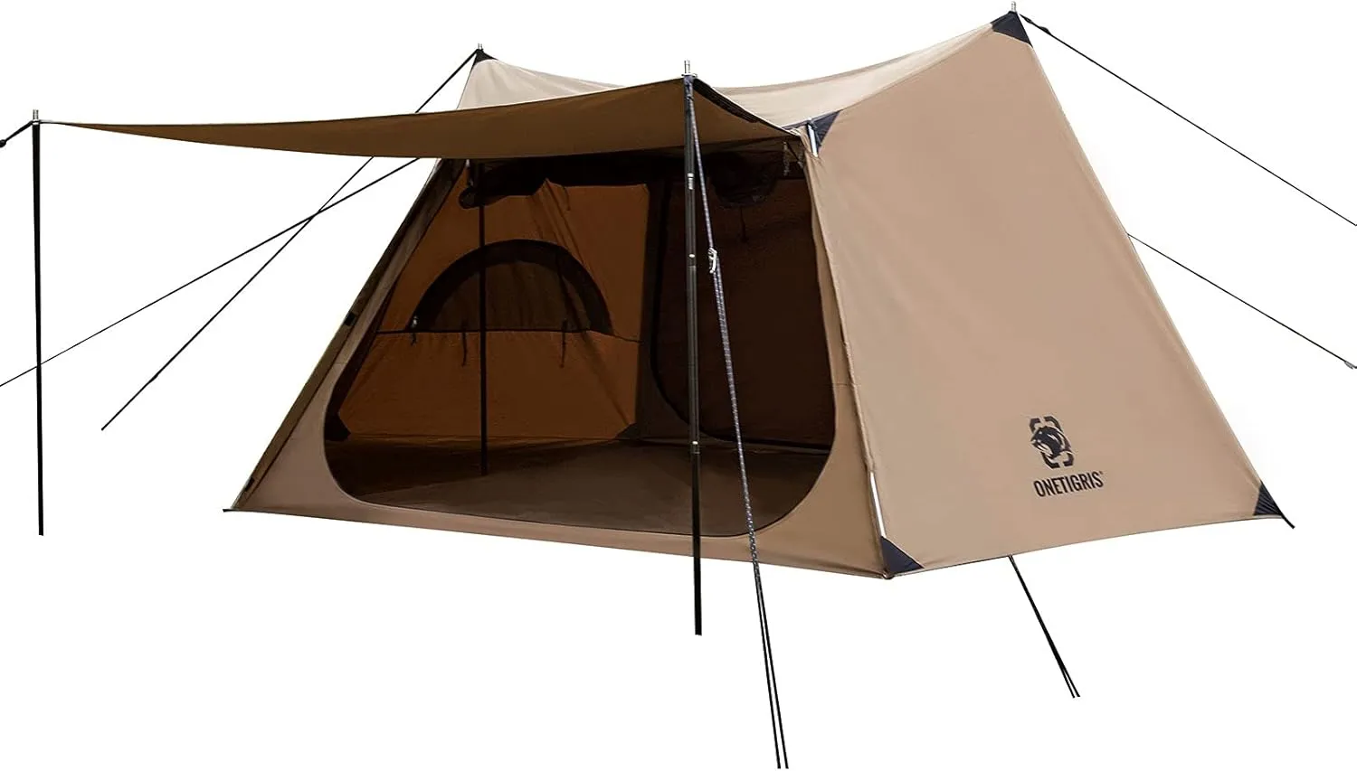 OneTigris Solo Homestead TC Canvas Hot Tent with Stove Jack, Fire-Retardant Wind-Proof Durable, 2 Person 4 Season Bushcraft Shelter Tent for Family Camping Hunting Fishing Motorcycling