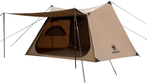 OneTigris Solo Homestead TC Canvas Hot Tent with Stove Jack, Fire-Retardant Wind-Proof Durable, 2 Person 4 Season Bushcraft Shelter Tent for Family Camping Hunting Fishing Motorcycling