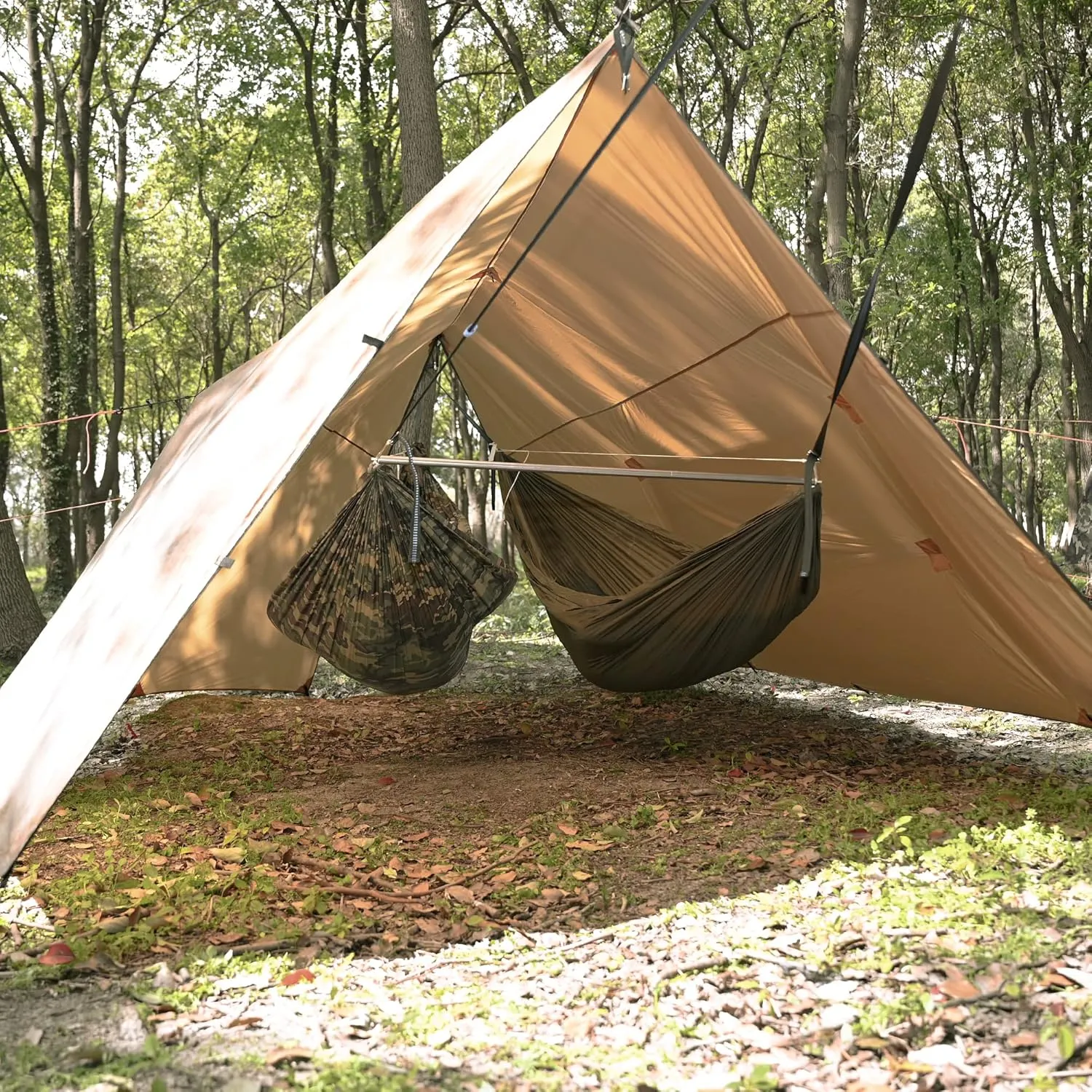 onewind Hammock Rain Fly, Ultralight Silnylon Tarp for 2-4 Persons, 14Ft*13Ft, 3000mm Waterproof, Brown