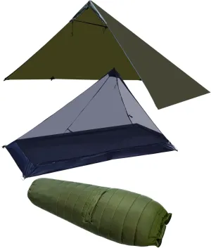 onewind Ultralight Shelter and Inner Tent and Topquilt, Shelter Set and Lightweight Quilt Poncho for Winter Ground Camping