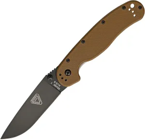 Ontario Knife Company Rat I Folding Pocket Knife, Black Coated AUS-8 Stainless Steel Drop Point Blade, Coyote Brown Nylon Handle Knife, Everyday Carry Knife – ON8846CB
