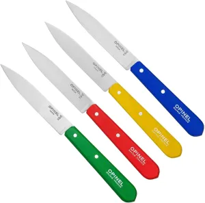 Opinel No. 112 Paring Knives Box Set, 4 Piece Paring Knife Set, High Carbon Steel for Chopping, Peeling, Slicing, Trimming, Painted Hornbeam Handles, Made in France (Classic), One Size, (001233)