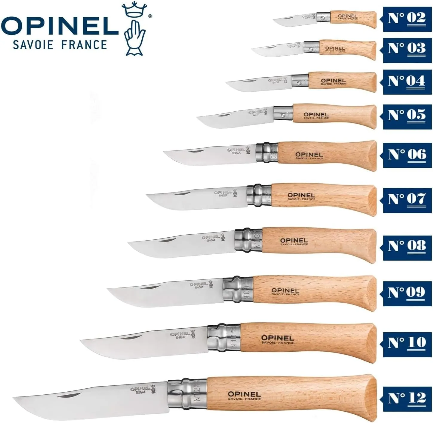 Opinel No9 Stainless Steel Knife - Beechwood Handle
