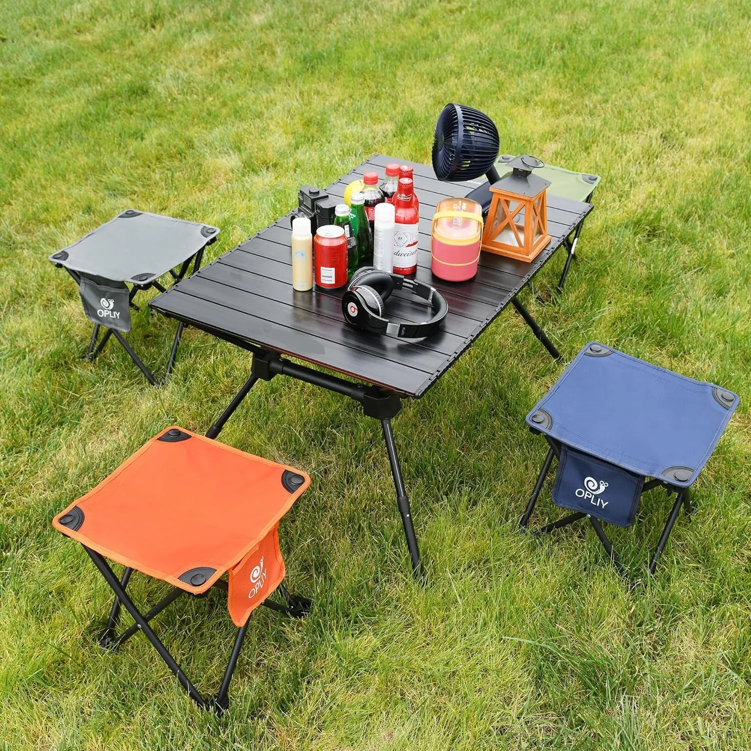 Opliy Camping Stool, Folding Small Chair Portable Camp Stool for Camping Fishing Hiking Gardening and Beach, Camping Seat with Carry Bag (Blue)