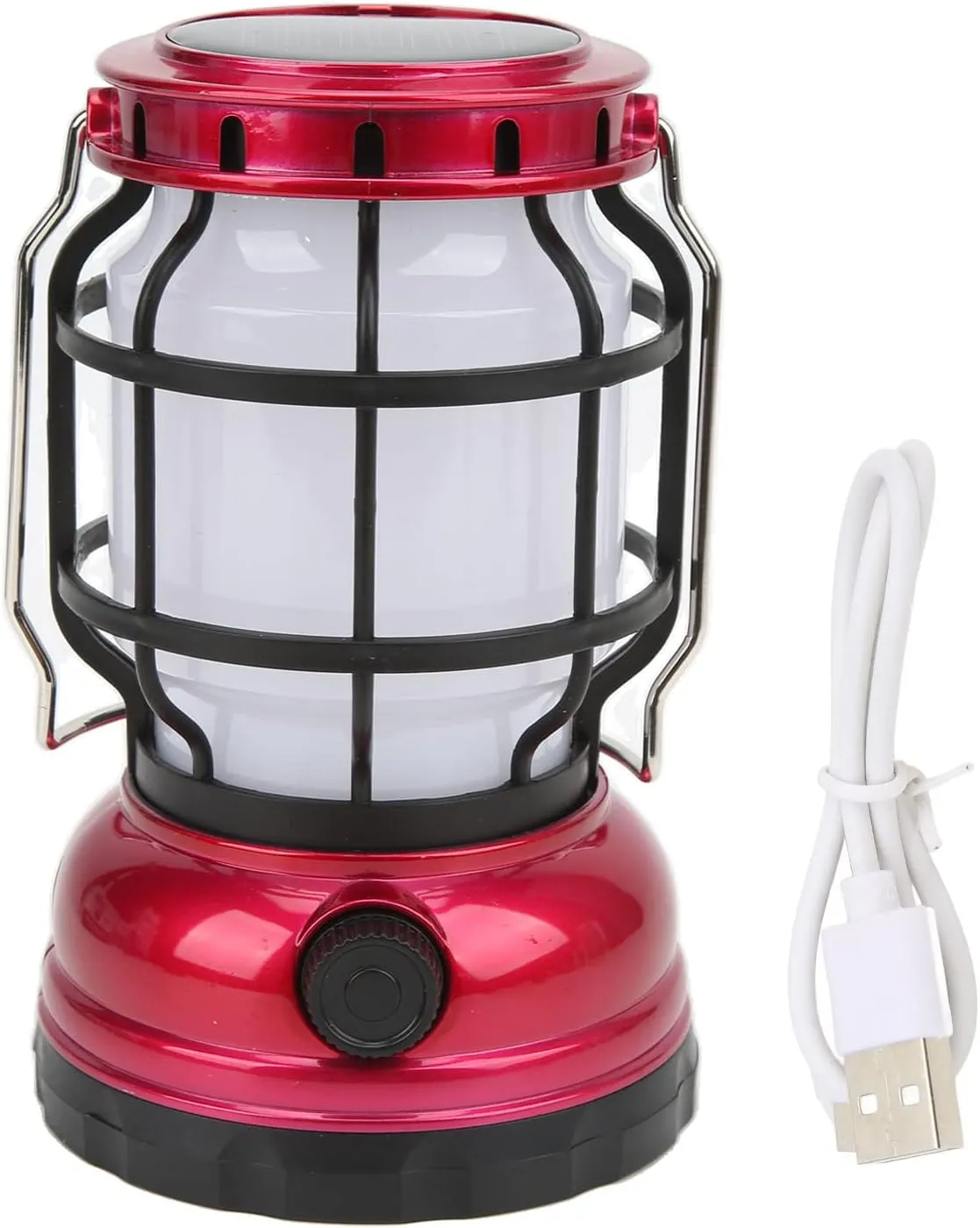 OUKENS LED Camping Lights USB Rechargeable Solar Camping Lights Dimmable LED Old Fashioned Lanterns Waterproof Large Capacity Portable Lanterns for Emergency Hiking(red)
