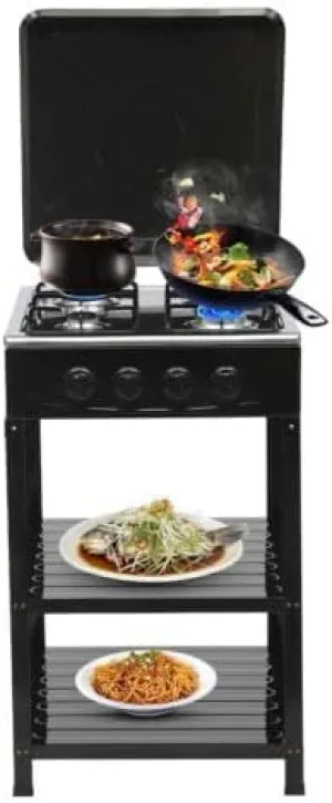 Outdoor 300000 BTU Stove Propane 4 Burner Portable Cooker BBQ Grill 2-Tier Rack （US Stock)