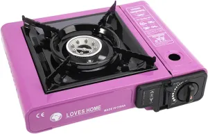 Outdoor Burner Stove Portable Camping Stainless Steel Butane for Camp Bbq Picnics Hiking Home Cooking Purple