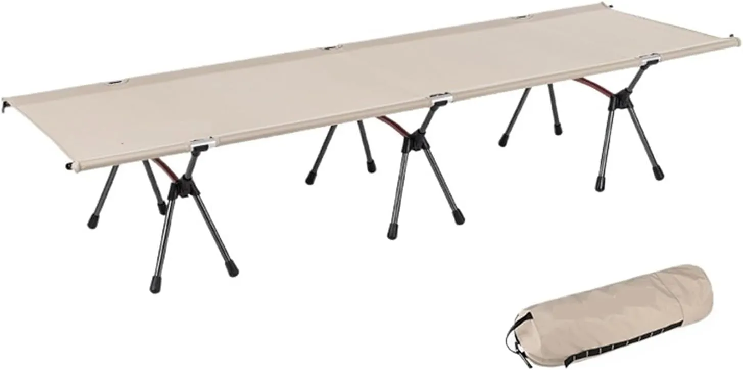 Outdoor Camping Folding Bed Sleeping Cot Portable Single Ultralight(Khaki)