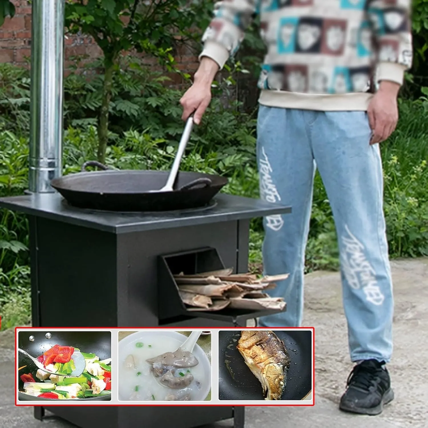 Outdoor Camping Portable Wood Stoves Outdoor Barbecue Carbon Furnace Heating Stove Burning Fire Cooking Tea Stove