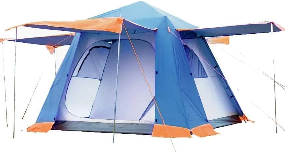 Outdoor Camping Tent 4-6 Person, Double Layer Instant Sun Shelter Waterproof Tarp, Wilderness Survival Mountaineering Cabana,Blue