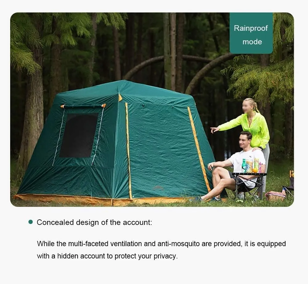 Outdoor Camping Tent 4-6 Person, Double Layer Instant Sun Shelter Waterproof Tarp, Wilderness Survival Mountaineering Cabana,Blue