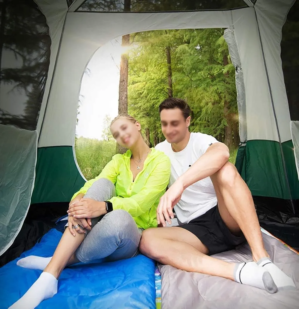 Outdoor Camping Tent 4-6 Person, Double Layer Instant Sun Shelter Waterproof Tarp, Wilderness Survival Mountaineering Cabana,Blue