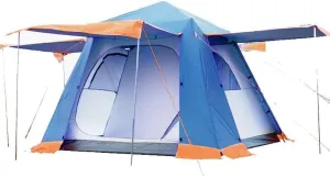Outdoor Camping Tent 4-6 Person, Double Layer Instant Sun Shelter Waterproof Tarp, Wilderness Survival Mountaineering Cabana,Blue