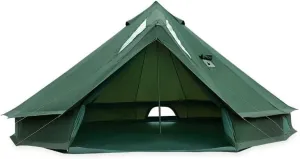 Outdoor Camping Tent, Four-Season Tent, Rainproof Tent, Can Accommodate 8-10 People, Transparent Window on Top with Chimney Opening (Green)