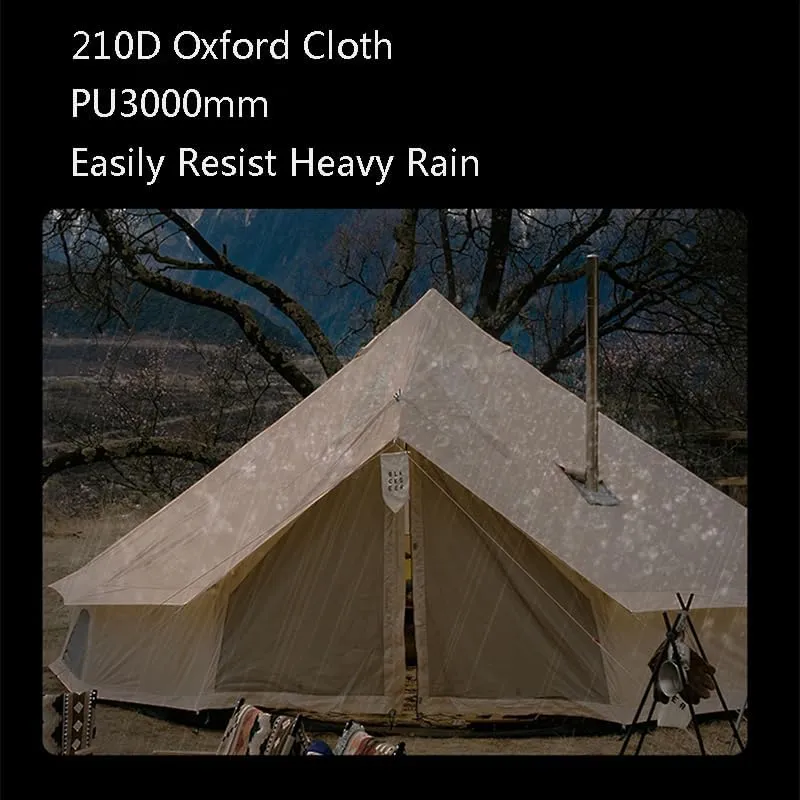 Outdoor Camping Tent, Four-Season Tent, Rainproof Tent, Can Accommodate 8-10 People, Transparent Window on Top with Chimney Opening (Green)