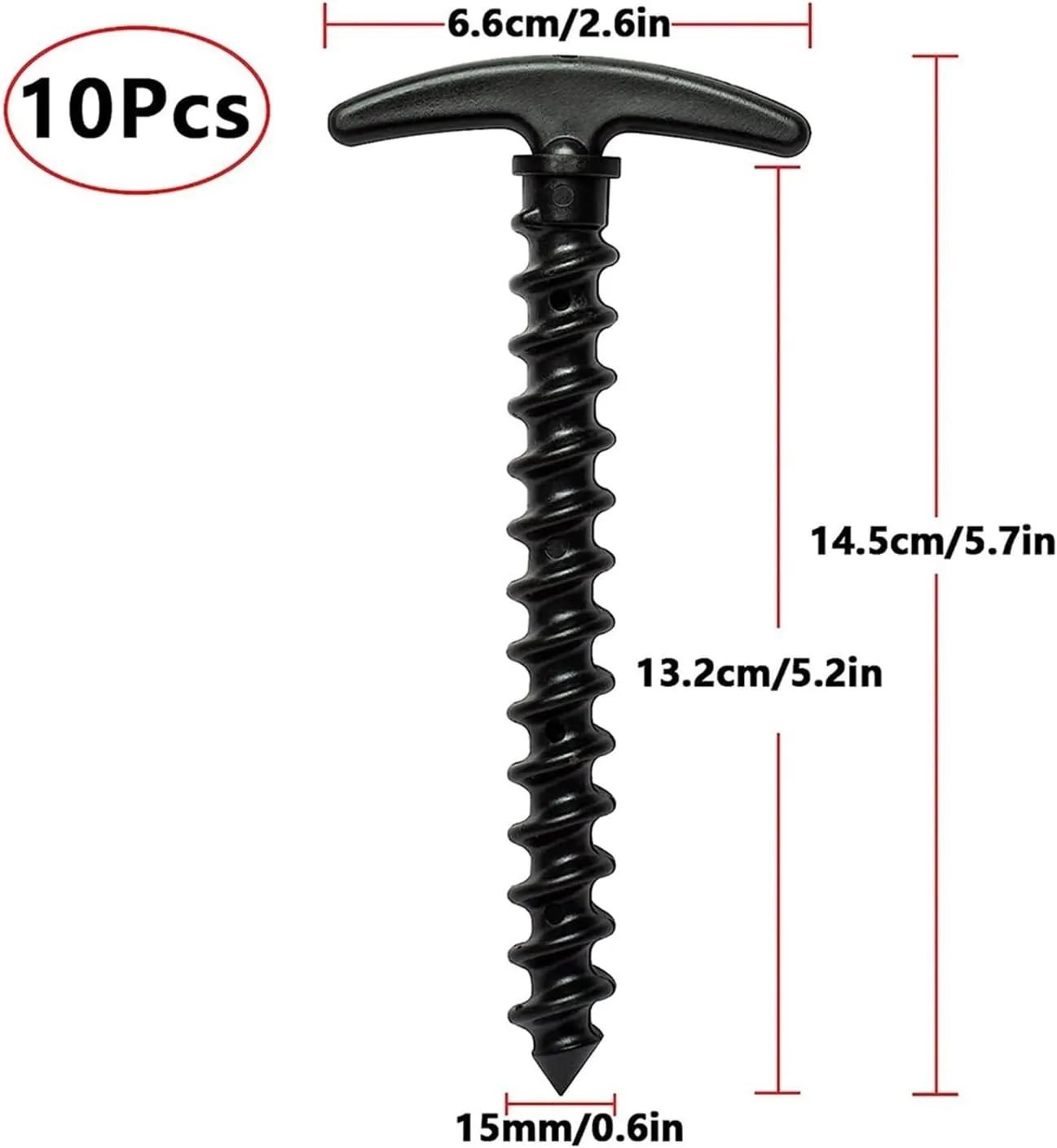 Outdoor Camping Tent Ground Nails, Screw Anchor Piles, Hiking Tent Stakes, Garden Ground Nail Accessories(Red)