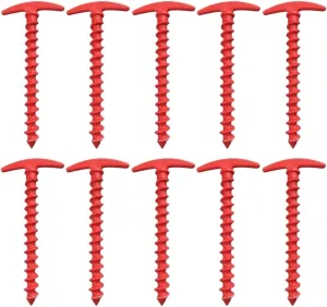 Outdoor Camping Tent Ground Nails, Screw Anchor Piles, Hiking Tent Stakes, Garden Ground Nail Accessories(Red)