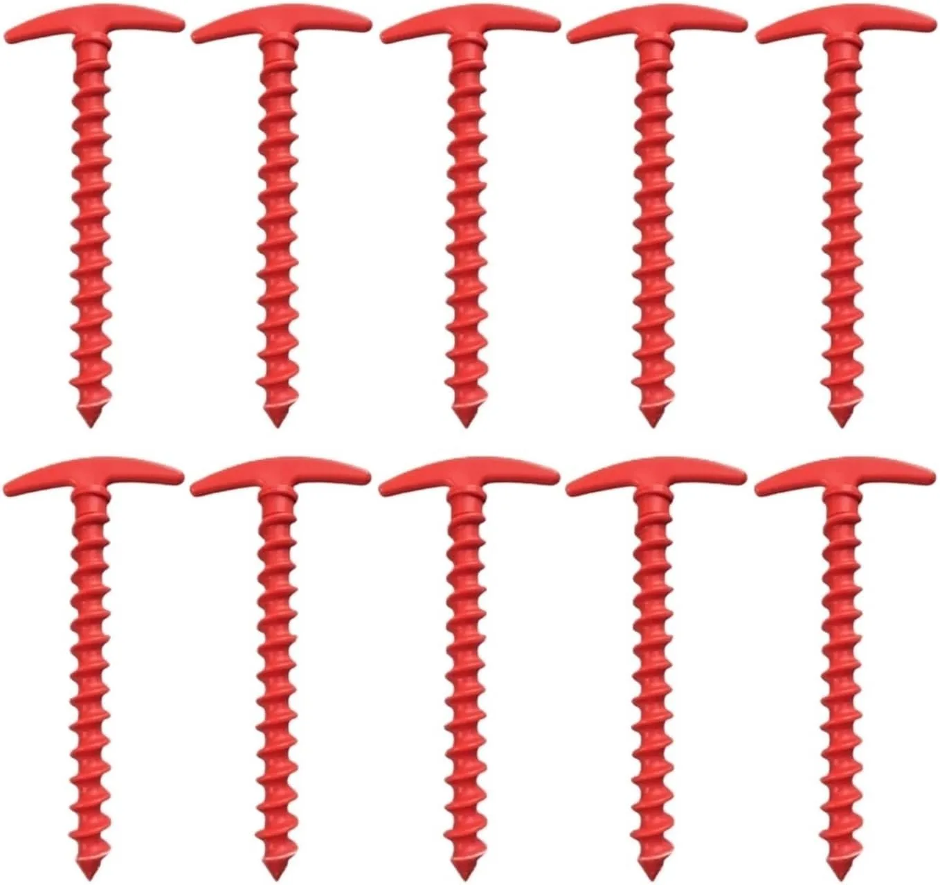 Outdoor Camping Tent Ground Nails, Screw Anchor Piles, Hiking Tent Stakes, Garden Ground Nail Accessories(Red)