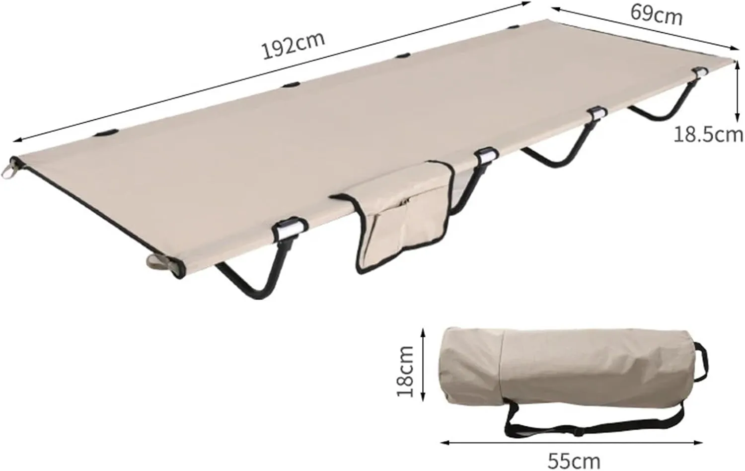 Outdoor Folding Camping Tent Bed Compact Portable Ultralight Office Single Sleeping Cot(Khaki)