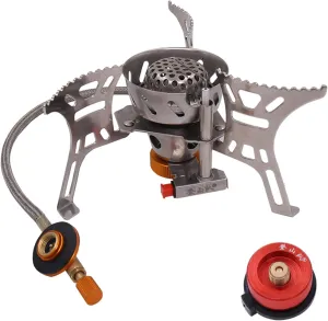 Outdoor Furnace, Portable Windproof Camping Gas Stove Outdoor Cooking Stove Foldable Split with Gas Conversion Head Adapter