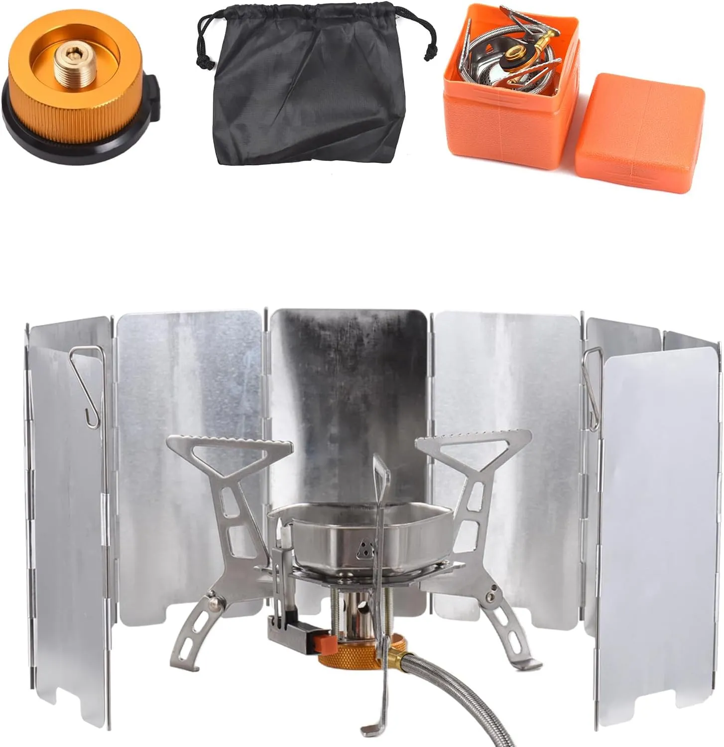 Outdoor furnace,YIWENG Camping Stove Portable Gas Stove Outdoor Cooking Stove Camping Gas Stove Kit for Hiking Lightweight and Foldable