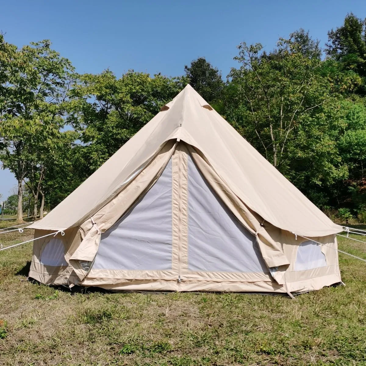 Outdoor Glamping Safari 13FT Yurt Tent Waterproof 4 Meter Bell Tent for 4-5 Person Family Camping or Outdoor Festivals