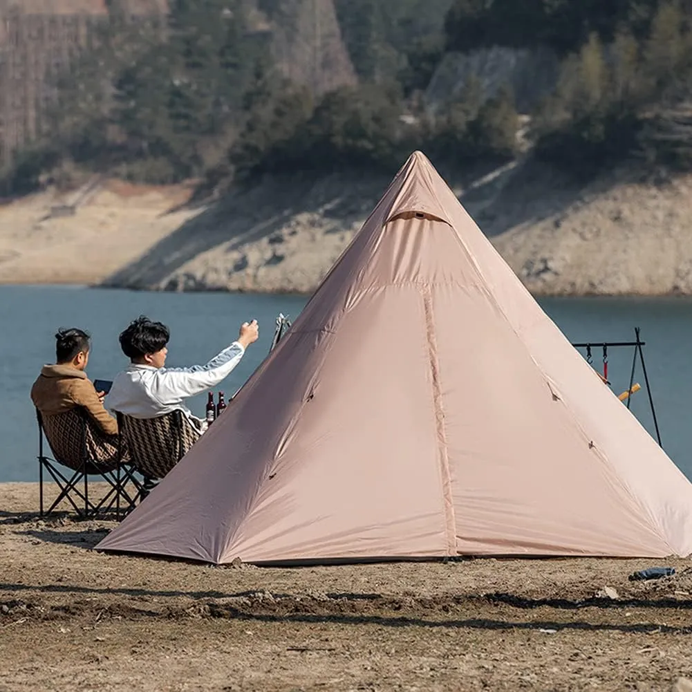 Outdoor Indian Tipi Tent Ultralight Teepee Tent Waterproof Family Pyramid Tent for Backpacking, Camping, Hiking, Bushcraft, Travel, Winter Camping (Khaki 460X460X300CM) (Khaki 340X290X200CM) (