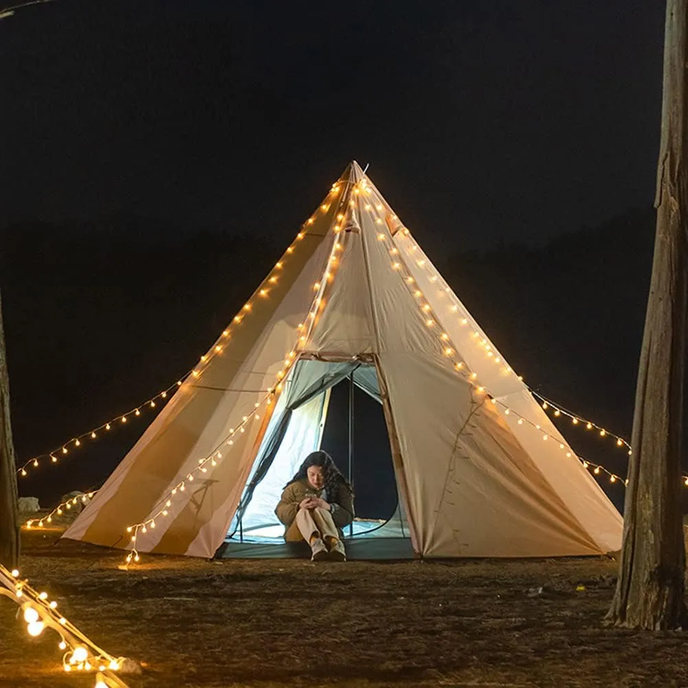 Outdoor Indian Tipi Tent Ultralight Teepee Tent Waterproof Family Pyramid Tent for Backpacking, Camping, Hiking, Bushcraft, Travel, Winter Camping (Khaki 460X460X300CM) (Khaki 340X290X200CM) (