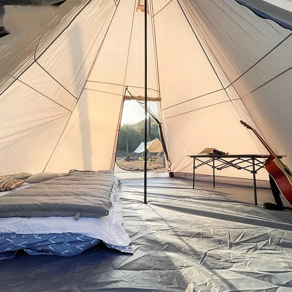 Outdoor Indian Tipi Tent Ultralight Teepee Tent Waterproof Family Pyramid Tent for Backpacking, Camping, Hiking, Bushcraft, Travel, Winter Camping (Khaki 460X460X300CM) (Khaki 340X290X200CM) (